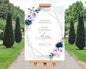 Lavender and Navy Blue Roses Wedding Welcome Sign, To The Wedding Of Signs