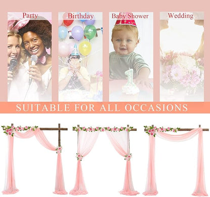 Arch Drapes for Wedding Arch Draping Fabric Blush Sheer Backdrop Curtain for Ceremony Bridal Party Decor 19Ft Length x 28" Width 2 Panel