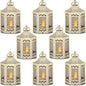 zkee Mini Star Lanterns with Flickering LED, Battery Included, Decorative Hanging Lanterns for Christmas and Indoor Use (Set of 8, Golden)