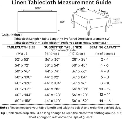 Solino Home Linen Tablecloth 60 x 108 Inch - Classic Hemstitch 100% Pure Linen Brown Table Cloth for Rectangle Tables - Machine Washable Tablecloth for Fall, Autumn, Thanksgiving