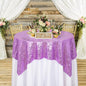 ShinyBeauty Sequin Tablecloth Square 54x54-Inch Lavender Table Cloths for Round Tables Light Purple Sequins Fabric Tablecloths Overlay Glitter Linen for Party Small Square Table Cloth Wedding