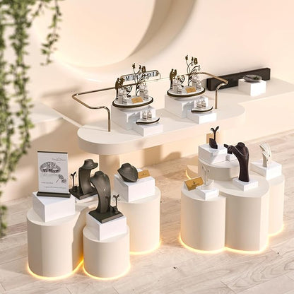 Buffet Risers, Food Display Risers for Party, Glossy White Acrylic Risers Display Stand for Buffet Table, Catering Displays for Dessert, Cube Box Nesting Riser with Hollow Bottoms (8"x9"x10" 6PCS)