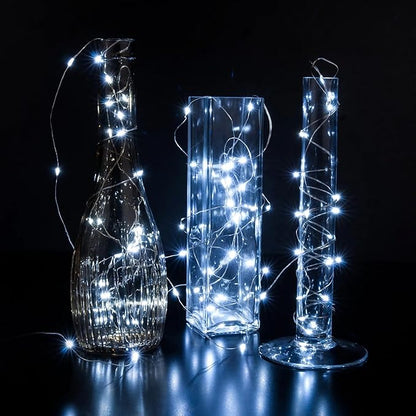 50 Pack White Fairy Lights 7Ft 20 LED Twinkle String Lights 3 Modes Battery Operated Waterproof Firefly Starry for Mason Jar Party Wedding Christmas Valentines Day Table Centerpieces,Cold White
