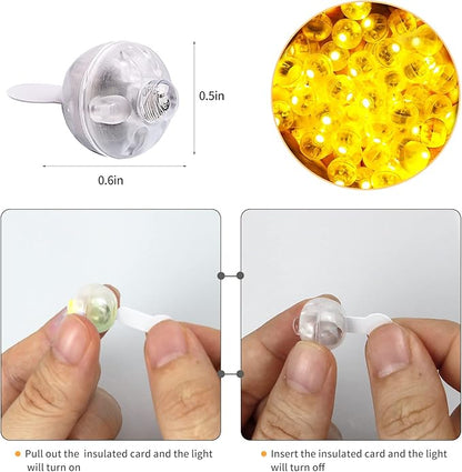 Aogist 100pcs Yellow Balloon Light,Long Standby Time Waterproof Mini Ball Light,Round LED Flash Lamp for Paper Lantern Balloon Party,Wedding,Birthday,Festival,New Year and Christmas Decorative