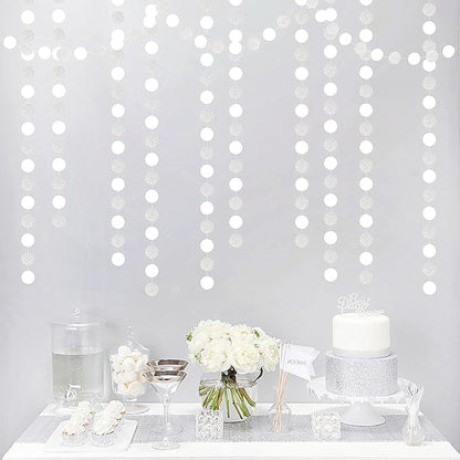 Glitter Silver White Party-Decorations Streamers - 52Ft Birthday Hanging Paper Garland Banner,Engagement Wedding Bachelorette Baby Bridal Shower Christmas Supplies Backdrop Graduation Decor Hugtmr