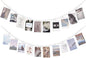 Mkono Hanging Photo Display with Clips, Boho Wooden Bead Garland Banner, Collage Card Picture Kids Art Holder String with 10 Clips for Christmas Bedroom Dorm Decor, Teen Girl Gifts, White, 2 Pack