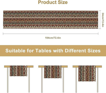 Retro Cabin Table Runner Rustic Bear Forest Farmhouse Lodge Jungle Table Runner for Dinner Party Living Room Kitchen Aztec Vintage 13x120 Inch