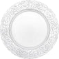 Antique Charger Plates Set, 100 Pcs 13in Plastic Embossed Dinner Plate, Round Phoenix Pattern Elegant Floral Plates for Dinner Wedding Party Event Table Setting Decoration (Silver)