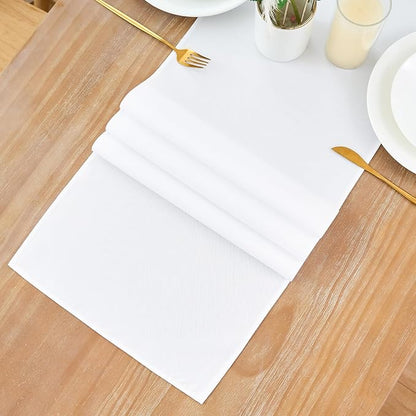 2 Pack White Table Runner 12 x 60 Inch Solid Color Farmhouse Runners Coffee Table Dresser for Daily Party Home Decoration