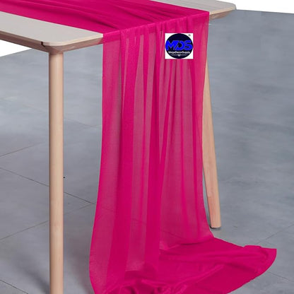 MDS Halloween Chiffon Table Runner - 20 Pack, 29 x 170 Inches, 14ft Each - Sheer Spooky Table Runners for Haunted House Parties, Trick-or-Treat Tables, Witchy Décor, Wedding & Events - Hot Pink