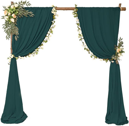 6 Panels Emerald Green Wedding Arch Drapery 28" x20Ft Wedding Arch Draping Fabric Chiffon Fabric Drape Sheer Backdrop Curtain for Nuptials Party Ceremony Birthday Arbor Drapery Reception Ceiling Décor