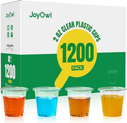 1200 pack 2 OZ Plastic Shot Glasses, Mini Disposable Shot Cups for Party, Events, Whiskey and Wine Tasting