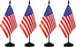 NQ American Desk Flag Set, 8.3 X 5.5 Inch Small American Flags on Stick, Mini American Flag with Stand Base, US Flag Decor for Table, Office, Home, Festival Decoration (4 Pack)