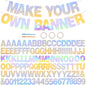 BEISHIDA 116 PCS A-Z Glitter Laser Silver DIY Letter Banner Kit Make Your Own Banner，Including 111 Letters and Numbers 3 Rope and 2 Threading Device,Customized for Birthday Graduation Wedding Party Decor