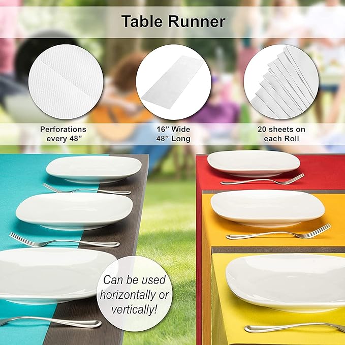 American Homestead Paper Table Runner Roll - 78 ft. Disposable Linen-Like Table Cover Roll - 20 Perforated Table Runners (16" x 48") for Parties, Weddings, and Events -Sand