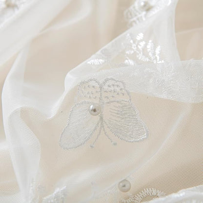 VISIONTEX White Sheer Voile Curtains, Decorative White Embossed Butterflies Rod Pocket Window Drapes for Home Kitchen, Living Room and Bedroom 54 x 95 Inch, Set of 2 Curtain Panels