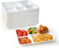 ECOLipak 100% Compostable 5 Compartment Plates, 125 Pack Disposable Paper Plates, Heavy-Duty Biodegradable Sugarcane Plates, Eco-Friendly School Lunch Trays