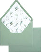 PONATIA 50PCS A7 Euro Flap Envelope, 5.25 x 7.25'' Sage Green Flowers Liner Envelopes for Wedding Invitations, Photos, Postcards, Greeting Cards, Christmas Gift, Acrylic Mailing