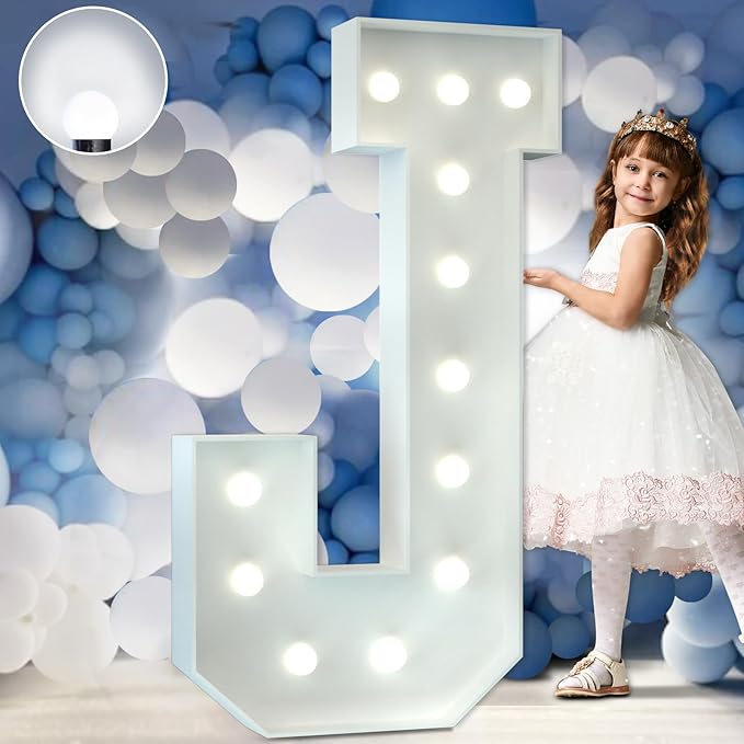 Marquee Letters 4 Feet Tall Large Light Up Letters Baby Shower Decorations Wedding Engagement Proposal White Party Decorations Marry Me Sign Big Cardboard Backdrop J