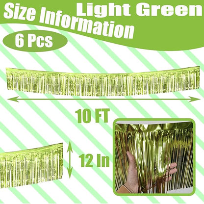 6 Pack 10 Feet Foil Fringe Garland Metallic Tinsel Streamers Banner Wall Hanging Backdrop Banner for Parade Floats, Thanksgiving, Christmas, Birthday, Halloween Party Decorations(Light Rainbow)