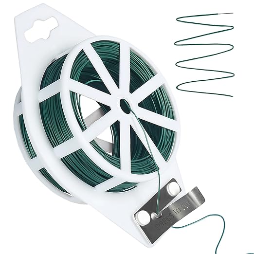 Tenn Well Green Floral Wire, 328 Feet 22 Gauge Soft Craft Florist Wire with Built-in Cutter for Flower Arrangements, Wreath Making, Christmas Ornaments, Gardening, Crafts