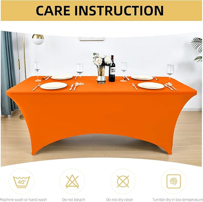 2-Pack 4ft Spandex Table Covers for Rectangular Folding Tables - Wrinkle Resistant Stretch Tight Table Cloths - Ultimate Fitted Table Protector for Parties, Banquet, and Wedding