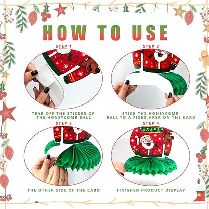 12Pcs Christmas Ugly Sweater Party Decorations Ugly Sweaters Honeycomb Centerpieces Xmas Table Topper Christmas Table Centerpieces for Merry Christmas Winter Holidays Party Supplies