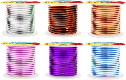 Mandala Crafts 10 Gauge Anodized Aluminum Craft Wire for Jewelry Making - 120 FT Colored Flexible Silver Copper Purple Pink Brown Ice Blue Wire - Bendable for Bonsai Armature Crafting Sculpting