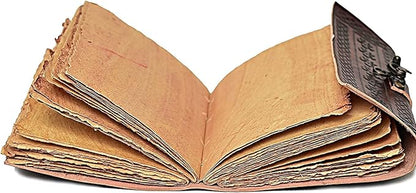 cuero 3 Moon Blue Lapiz Embossed Vintage Leather Journal | 240 Pages of Antique Handmade Deckle Edge Vintage Paper, Leather Sketchbook, Drawing Journal, Great Gift (6 inch by 8 inch, brown)