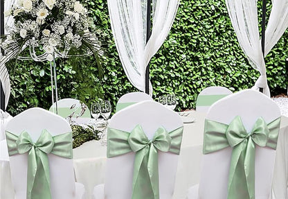 50 Pack Satin Sage Green Chair Sashes for Wedding Birthday Party Bridal Shower Gender Reveal Decorations, Sage Green Chair Sash for Folding Chairs Banquet Chairs Chiavari Chairs