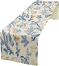 Chinoiserie Flowers Table Runner, Seasonal Spring Fall Plants Blue Florals Birds Dinner Runner for Home Kitchen Dining Table Party Holiday Decoration 13"x70"