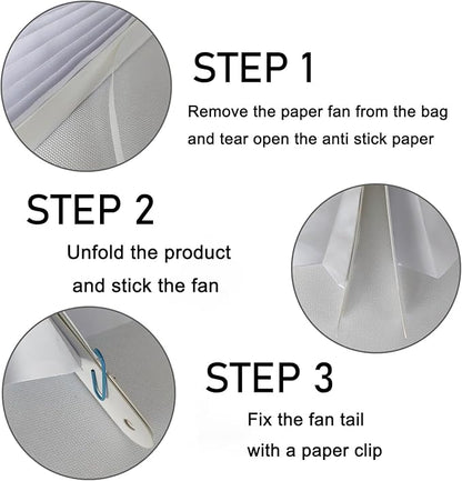 White Party Decorations,Wedding Decorations for Party Events Accessories,White Birthday Decor,Anniversary Decorations,Birthday Decorations for Men 8in Hanging Paper Fans 30 Color DIY Set(White)