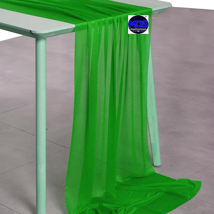 MDS Halloween Chiffon Table Runner - 20 Pack, 29 x 120 Inches, 10ft Each - Sheer Spooky Table Runners for Haunted House Parties, Trick-or-Treat Tables, Witchy Décor, Wedding & Events - Green