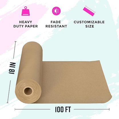 Bryco Goods (Pack of 2) Brown Kraft Packing Paper Rolls - 18" x 100' (1200”) - Moving Supplies, Gift Wrapping, Arts & Crafts, Bulletin Board Paper - Made in The USA