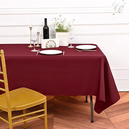 6 Pack Burgundy Tablecloths for 8ft Rectangle Tables 60 x 126 Inch - Polyester Table Cover Stain and Wrinkle Resistant Washable Fabric Table Clothes for Wedding Party Banquet Reception Restaurant