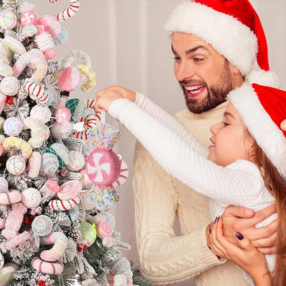 LANGXUN 6pcs Candy Land 2025 Xmas Birthday Party Wedding Suppiles Decoration, Hanging Candy Cane Christmas Tree Décor, Christmas Decorative Hanging Ornaments Crafts