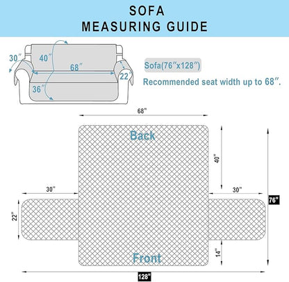 Reversible Sofa Covers Couch Cover Furniture Protector for Dogs Elastic Straps Water Resistant(Sofa,White/White)