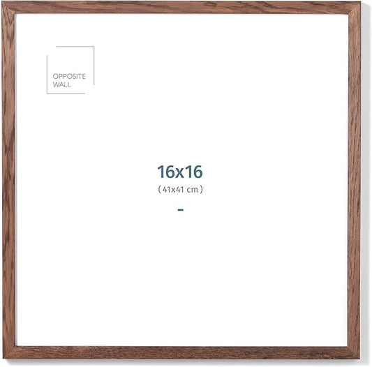 Opposite Wall - 16x16 in - Dark Solid Oak Wood Picture Frame - Lightweight, Versatile & Shatterproof - Wall Hanging Poster or Photo Frame - Wall Decor for Office, Gallery & Home