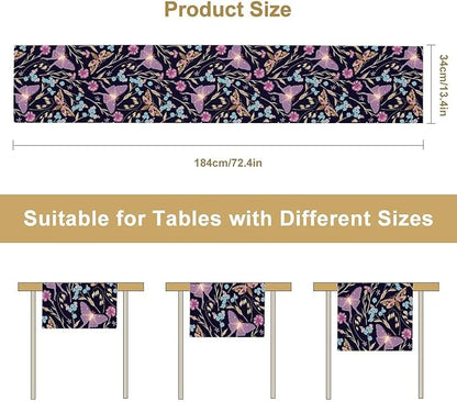 Moth Table Runner, Boho Aesthetic Moth Magic Table Runner for Home Kitchen Dining Party Indoor Outdoor Decoration 13x36 Inch