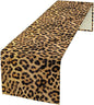 Leopard Print Dinning Table Runner, Cotton Linen Rustic Cottage Country Farm Safari Wildlife Fur Print Table Runners for Table Dresser Runner Dinning Kitchen Party Holidays Home, 13x70 Inch
