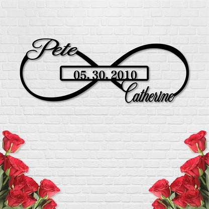 Personalized Infinity Symbol, Metal Love Sign, Love Sign Infinity Heart Sign Metal Wall Decor, Metal Wall Art Decor, Valentine'S Day Gift For Her, Personalized Anniversary Wedding Gift For Couple
