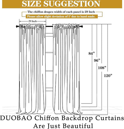 DUOBAO Chiffon Backdrop Curtain-2 Panels 29"x108" Wedding Drapes Lavender Sheer Beach Curtains for Living Room Voile Window Curtain Photography Background (29''x108''x2pcs, Lavender)