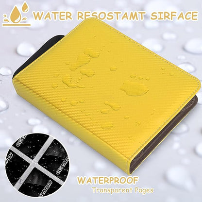 4 Pocket Card Binder, Premium Zip Trading Card Binder, 400 Double Sided Pocket PU Card Collection Binder, Collector Card Album, Card Folder for MTG, TCG, Sports Cards, Game Cards (Yellow)