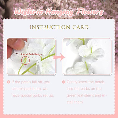 36 Pack Light Pink Wisteria Hanging Flowers, 3.44 Ft Fake Hanging Flowers, Artificial Wisteria Garland Vines for Wedding Room Backdrop Outdoor Patio Garden Decoration