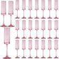 24 Pieces Pink Champagne Flutes 6 OZ Straight Sided Wine Glasses Champagne Long Stem Drinking Colored Glasses,Set of 24 Hand Blown Champagne Flutes Goblets for Wedding Cocktail Cups,Cava, Prosecco