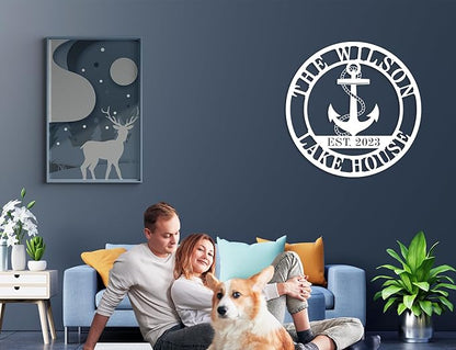 Personalized Lake House Decor, Custom Nautical Wall Decor, Nautical Decor for Home, Outdoor Metal Lake House Signs