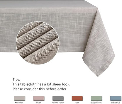 maxmill Lux Faux Linen Table Cloth with Slubby Texture Wrinkle Resistant Anti-Shrink Soft Tablecloth for Kitchen Dining Tabletop for Buffet Banquet Parties Event Dinner Rectangle 52 x 70 Inch Natural