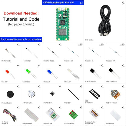 Freenove Basic Starter Kit for Raspberry Pi Pico 2 W (Included), Dual Arm Cortex-M33 and Dual Hazard3 RISC-V Microcontroller, 386-Page Detailed Tutorial, 142 Items, 55 Projects, Python C Code