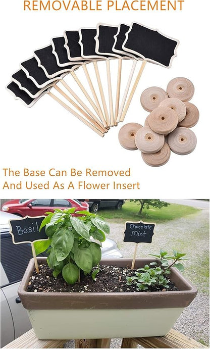 20PCS Wood Mini Chalkboard Sign and Replacement Stickers, Food Labels for Party Buffet,Blackboard for Message Board Signs,Weddings Place Cards, Birthday Party
