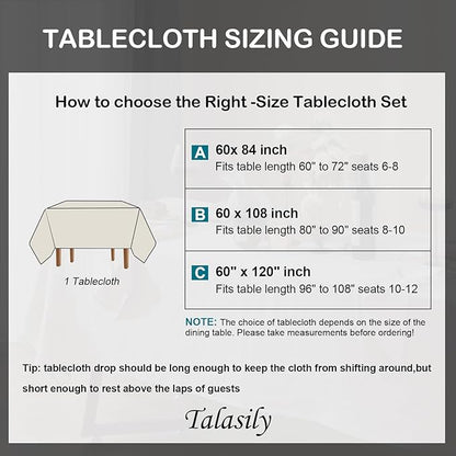 Talasily Linen Tablecloth 100% Pure Linen Table Cloth 60x120 Inches Rectangle Tablecloths Washable Cloths for Kitchen, Dining, Buffet Parties, Holidays, Picnic,Weddings and Restaurants-Forest Green